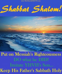 Shabbat Shalom!  Imitate TORAH In Messiah