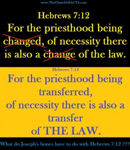 Hebrews 7:12  THE LAW Did Not Change!