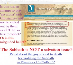 Sabbath NOT Salvation Issue?  False Prophets Part 1